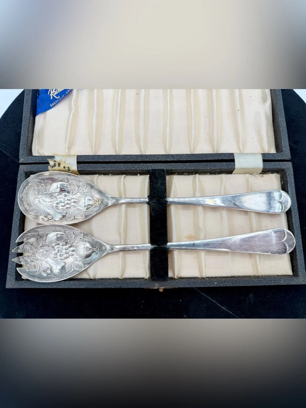 Vintage 1950s Raimond Sheffield England Silverplate Grape Salad Serving Set